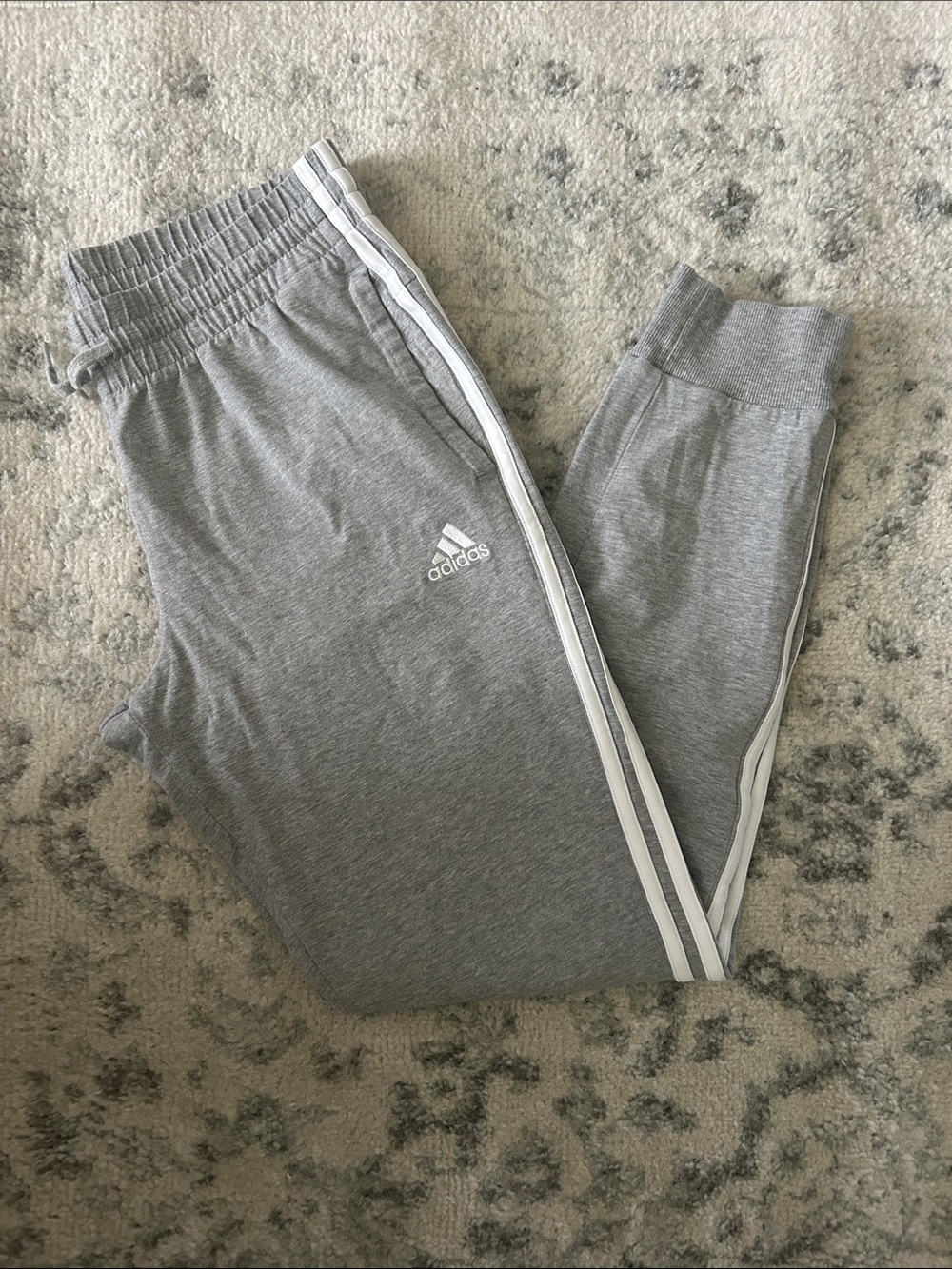 adidas Gray Jogger Sweatpants with White Three Stripes - Picture 3 of 3